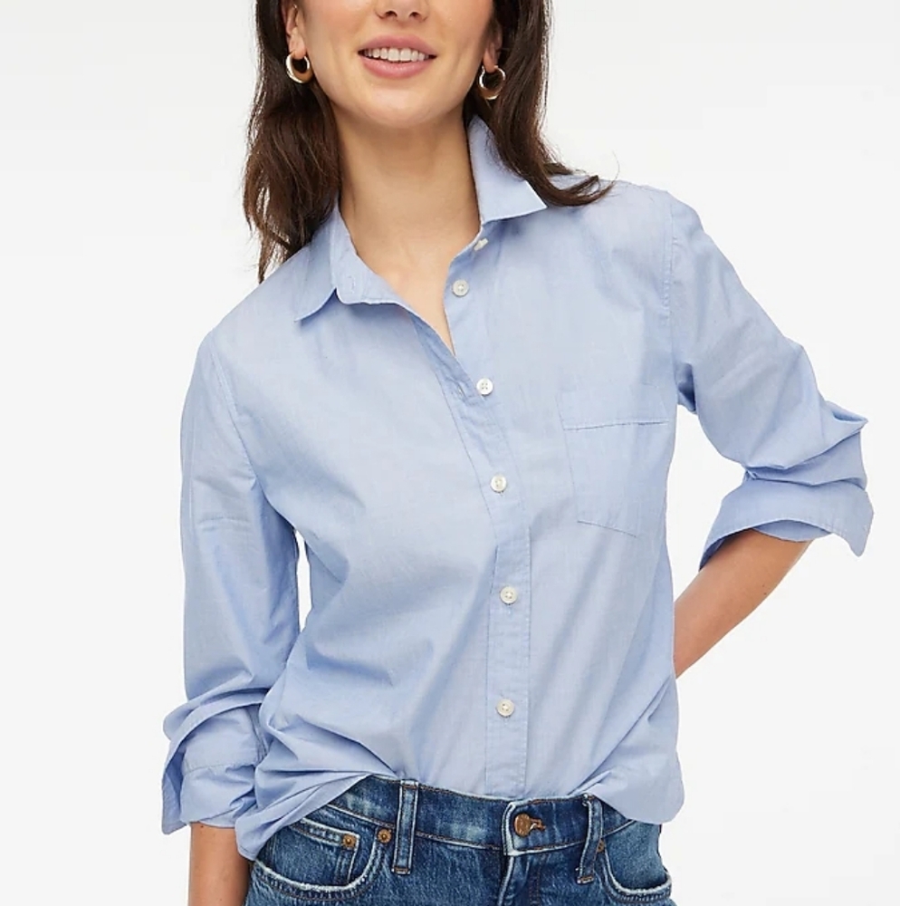NWT J.Crew Signature Fit Button Up Shirt Light Blue Size Small